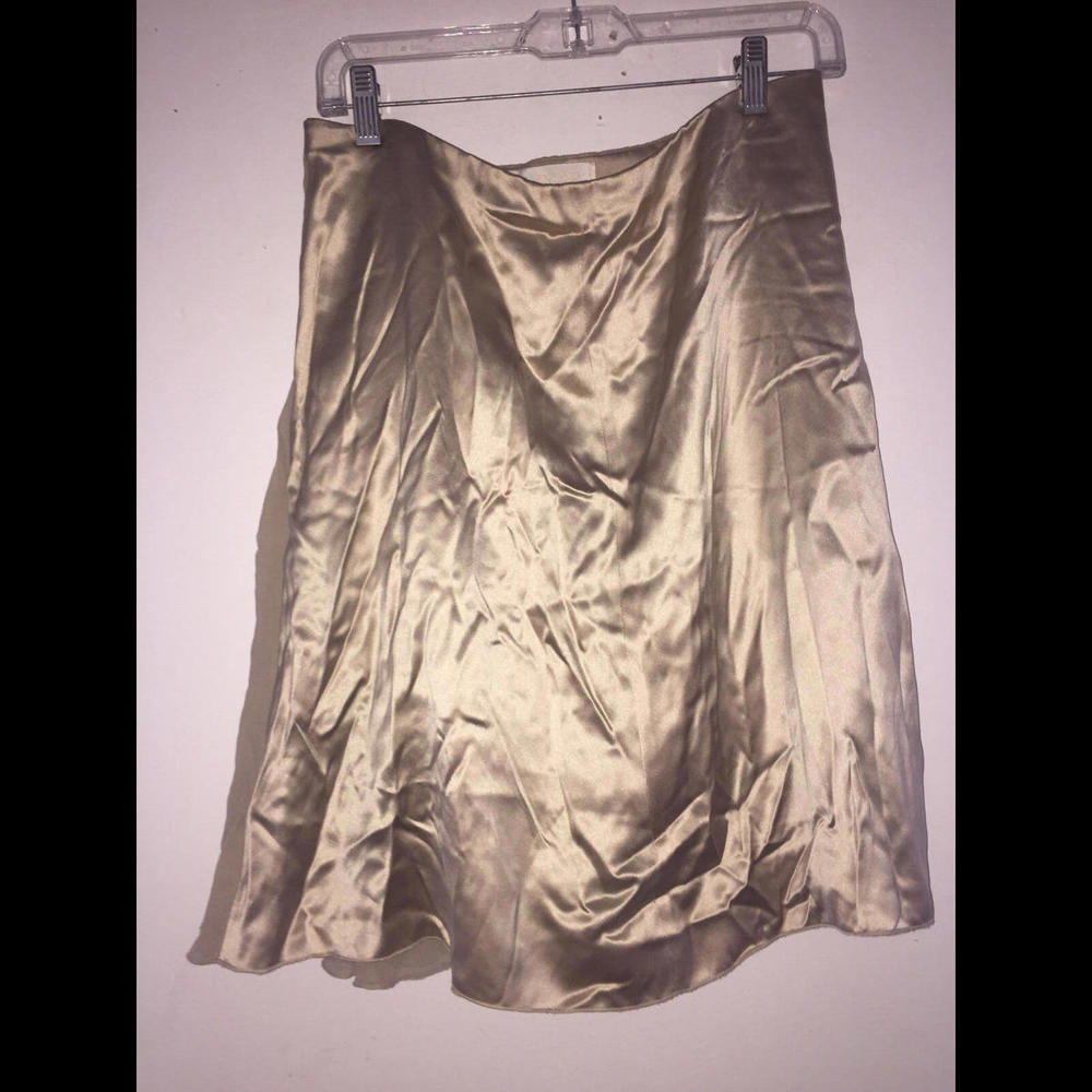 Valentino Womans Silk Beige/Gold Pleated Skirt NWT Size 6 $2450
